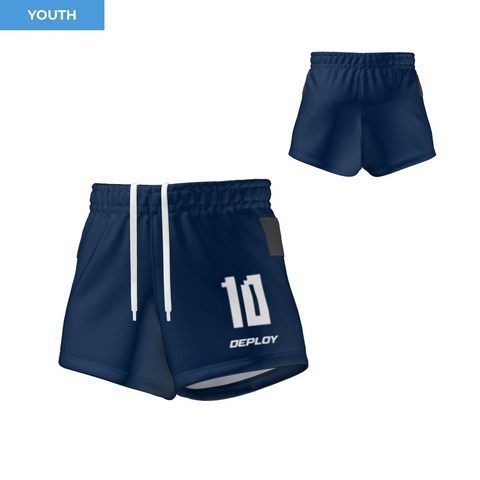 Oz Tag Shorts Plain - Navy  & Pink - Youth