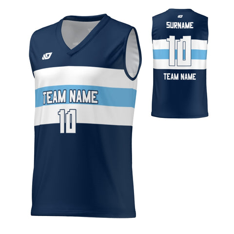 Basketball Jersey Horizontal Strips - Navy