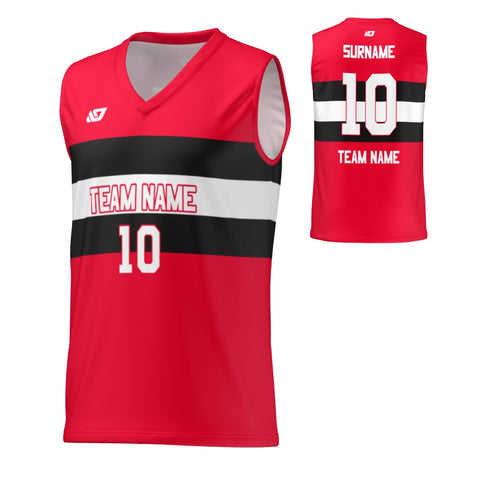 Basketball Jersey Horizontal Strips - Red