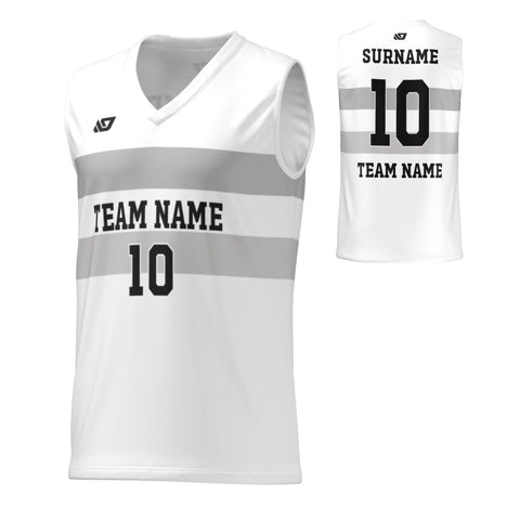 Basketball Jersey Horizontal Strips - White