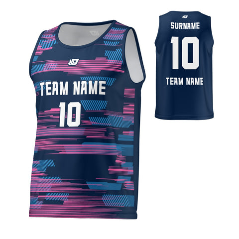Flight Singlet Glitch - Navy & Pink