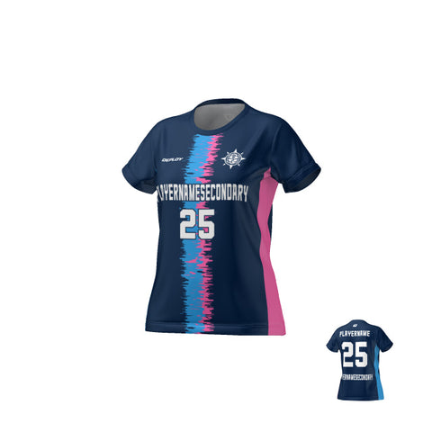 Flight Jersey Womens Static Stripe - Navy & Pink