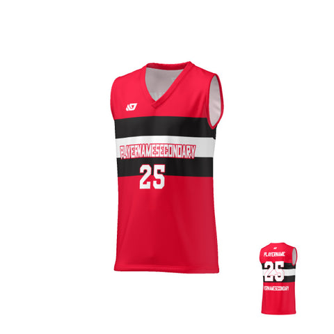Basketball Jersey Horizontal Strips - Red
