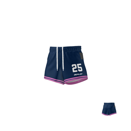 Oz Tag Shorts Hoops - Navy  & Pink - Youth