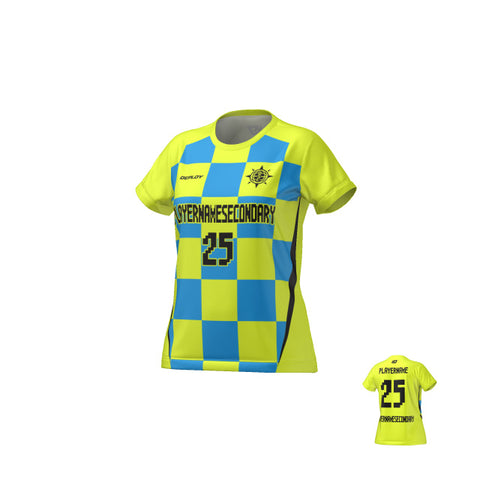 Flight Jersey Womens Checkers - Neon Yellow